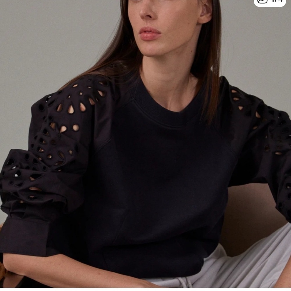 Thakoon eyelet sleeve cutout balloon sleeve sweater sweatshirt